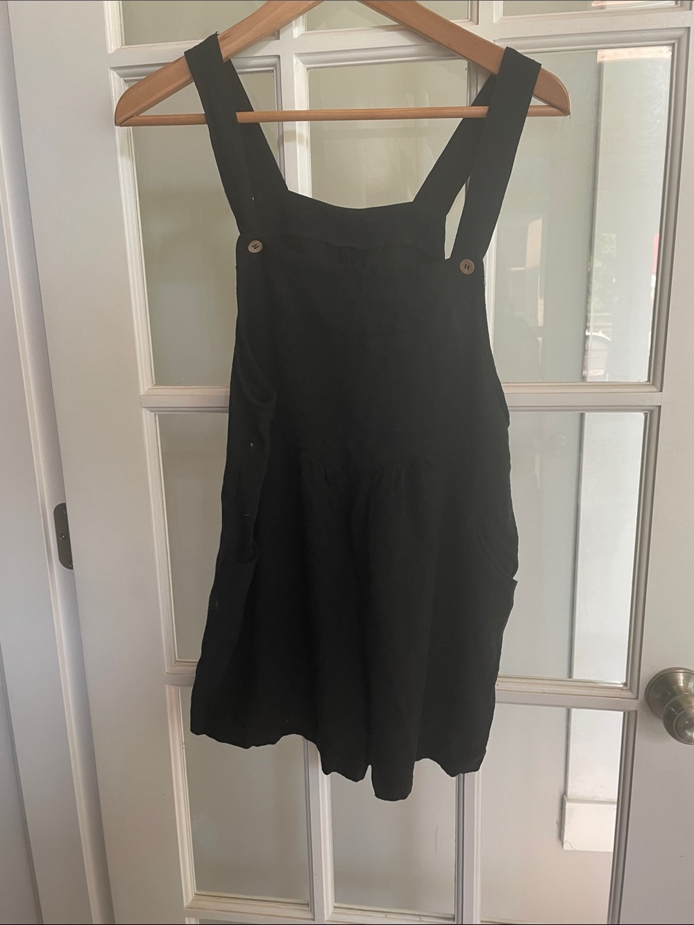 Black cotton linen Shortalls, size M